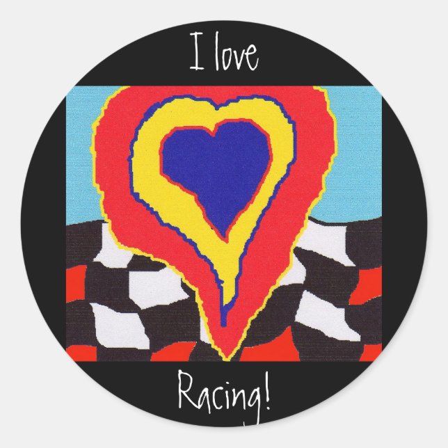 I Love Racing! Classic Round Sticker (Front)