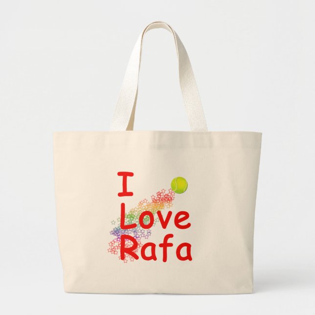 I Love Rafa Tennis Design Large Tote Bag (Front)
