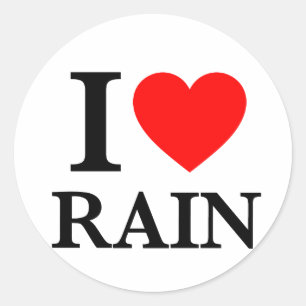 I Love Rain Classic Round Sticker