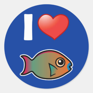 I Love Rainbow Parrotfish Classic Round Sticker