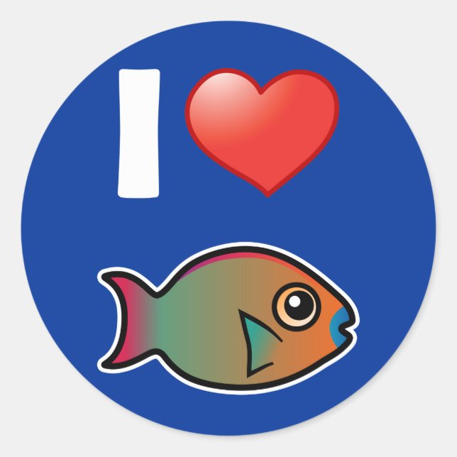 I Love Rainbow Parrotfish Classic Round Sticker (Front)