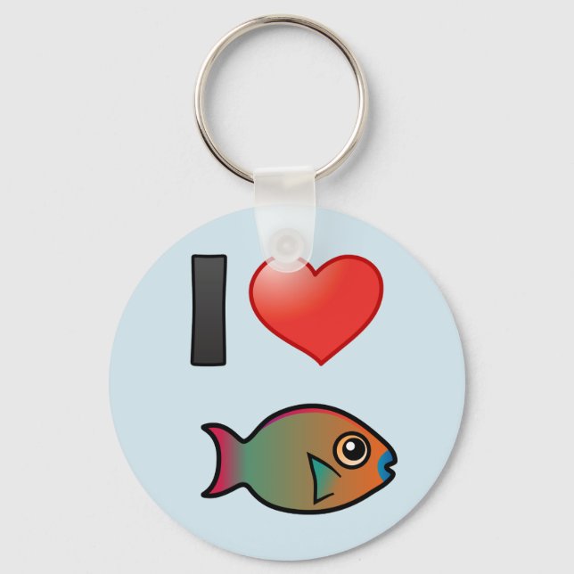I Love Rainbow Parrotfish Key Ring (Front)