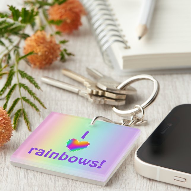 I Love Rainbows Keychain (Front Right)