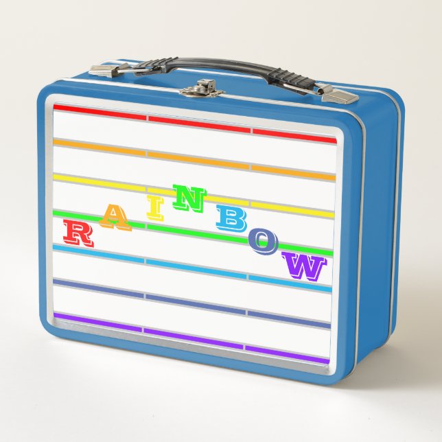 I Love Rainbows Stripes Metal Lunch Box (Front)