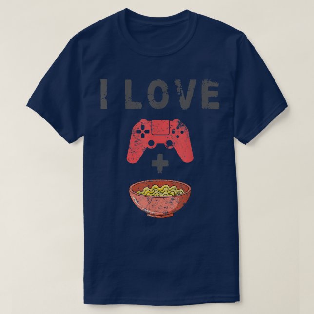 I Love Ramen And Gaming Funny Retro Noodles Gamer  T-Shirt (Design Front)