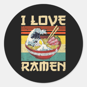 I Love Ramen Japanese Cute Kawaii Anime Gifts Girl Classic Round Sticker