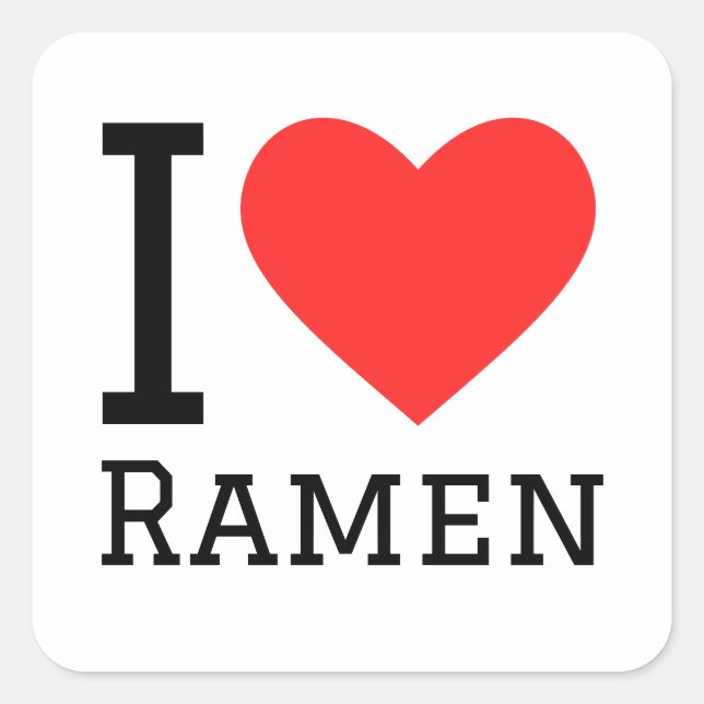 I love ramen square sticker (Front)