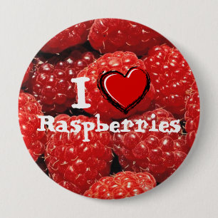 I Love Raspberries 10 Cm Round Badge