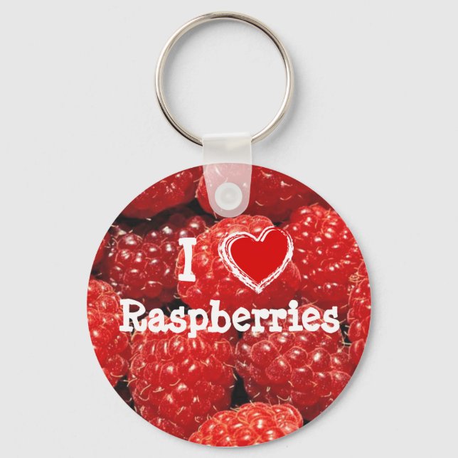 I Love Raspberries Key Ring (Front)