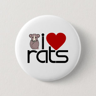 I Love Rats 6 Cm Round Badge