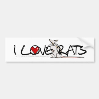 I LOVE RATS bumper sticker
