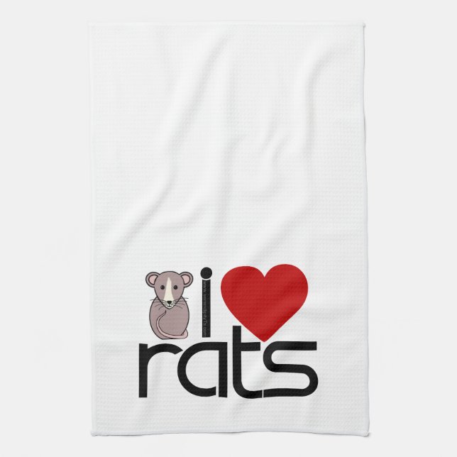 I Love Rats Tea Towel (Vertical)