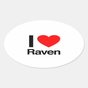 i love raven oval sticker