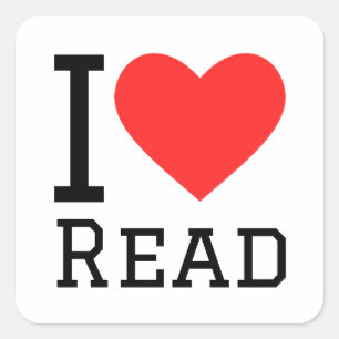 i love read square sticker