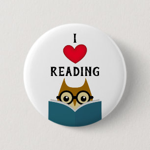 I love reading 6 cm round badge