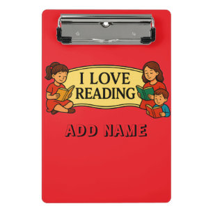 I Love Reading Drawstring book bag Mini Clipboard