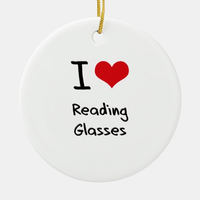 I Love Reading Glasses Ceramic Tree Decoration (Front)