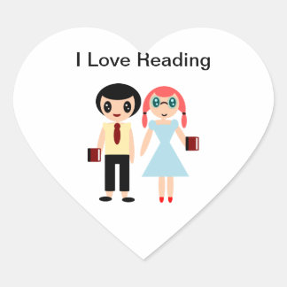 I Love Reading Heart Sticker