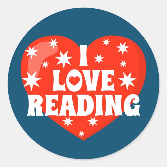 I Love Reading Red White Blue Book Themed Classic Round Sticker (Front)