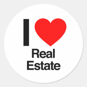 i love real estate classic round sticker