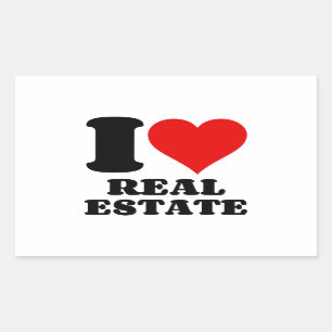 I LOVE REAL ESTATE RECTANGULAR STICKER
