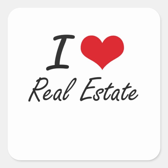 I Love Real Estate Square Sticker (Front)