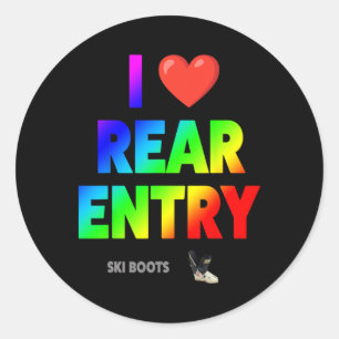 I Love Rear Entry Ski Boots Funny Skier Subtle Ret Classic Round Sticker