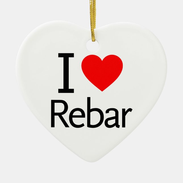 I Love Rebar Ceramic Tree Decoration (Front)