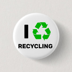I LOVE RECYCLING 3 CM ROUND BADGE