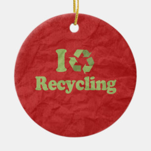 I LOVE RECYCLING CERAMIC TREE DECORATION