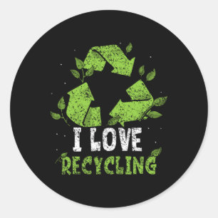 I Love Recycling Trash Earth Day Recycle Environme Classic Round Sticker