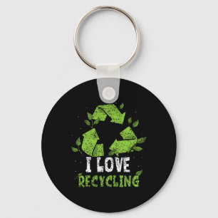 I Love Recycling Trash Earth Day Recycle Environme Key Ring