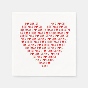 I Love Red Heart Christmas Christ Holiday Napkins