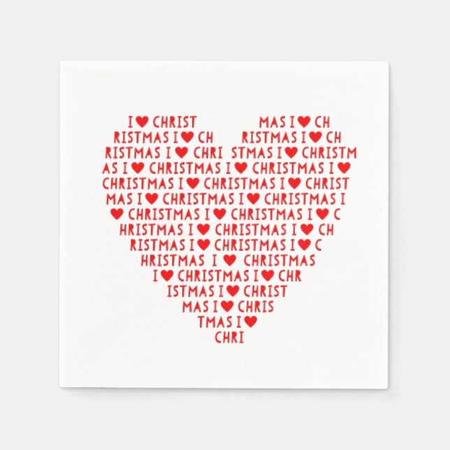 I Love Red Heart Christmas Christ Holiday Napkins (Front)