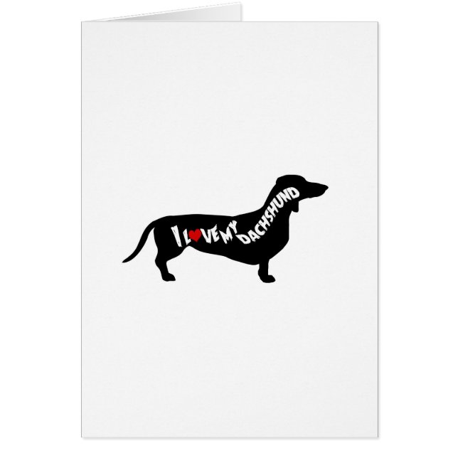I Love Red Heart my Dachshund Silhouette (Front)
