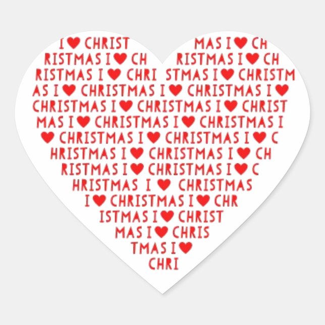 I Love Red Heart Shape Christmas Christ Holiday Heart Sticker (Front)