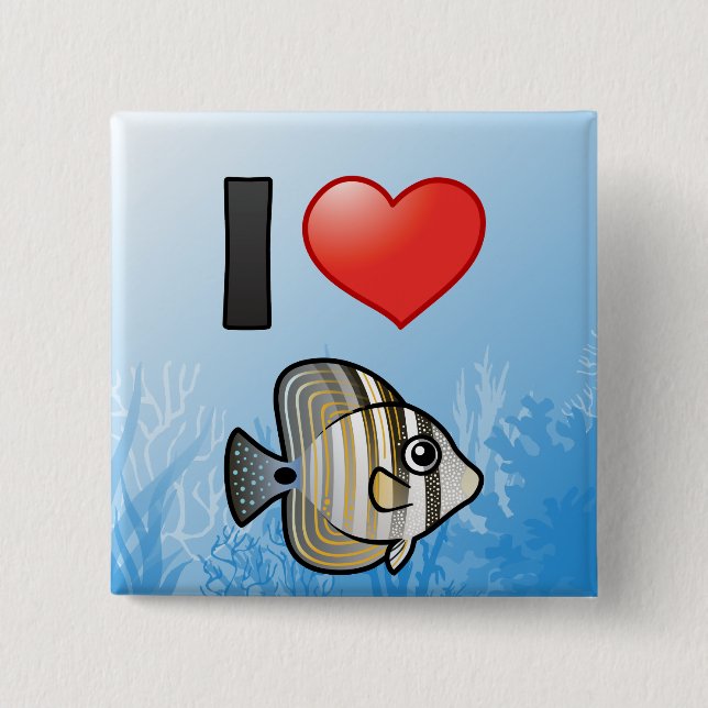 I Love Red Sea Sailfin Tang 15 Cm Square Badge (Front)