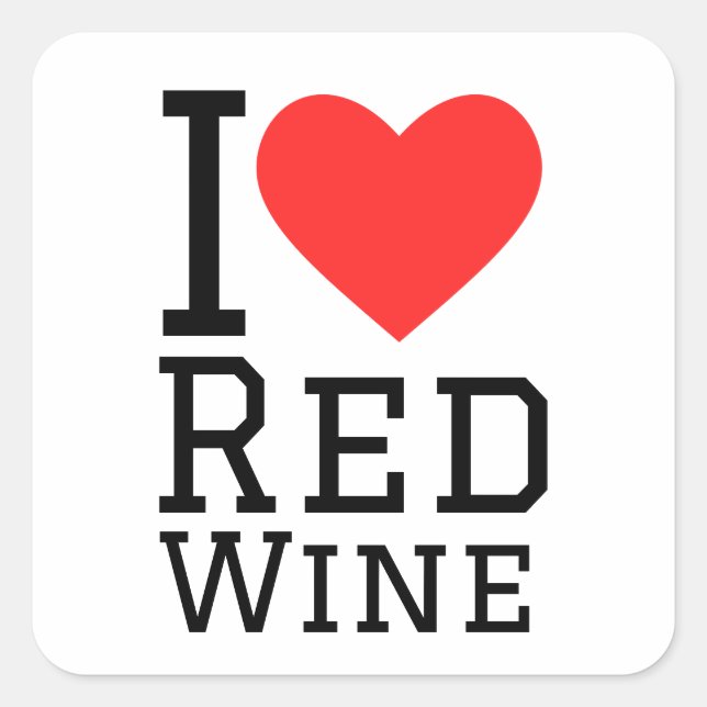 I love red wine square sticker (Front)