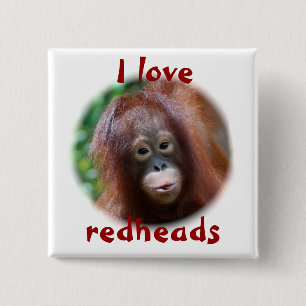 I love redheads 15 cm square badge