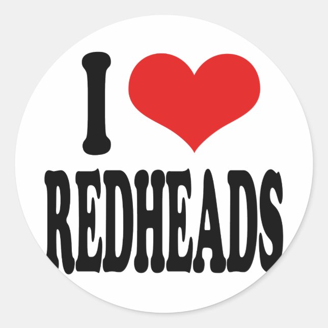 I Love Redheads Classic Round Sticker (Front)