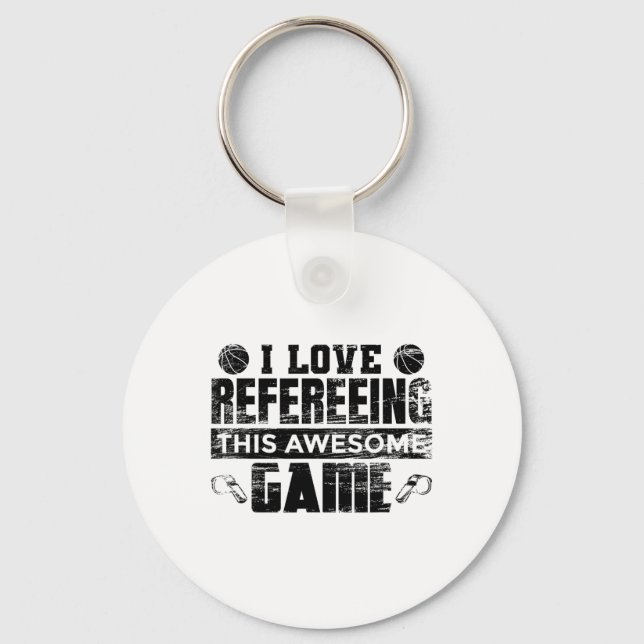 I Love Refereeing This Awesome Game Sketll Referee Key Ring (Front)