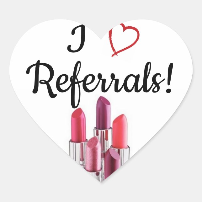 I Love Referrals Heart Shaped Sticker (Front)