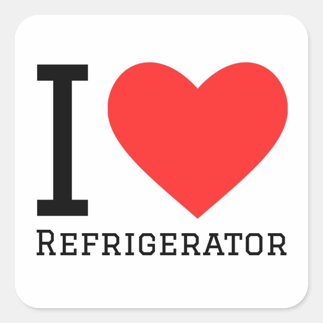 I love refrigerator square sticker (Front)