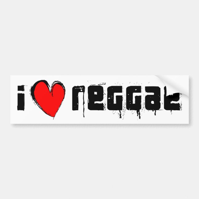 I Love Reggae Bumper Sticker (Front)