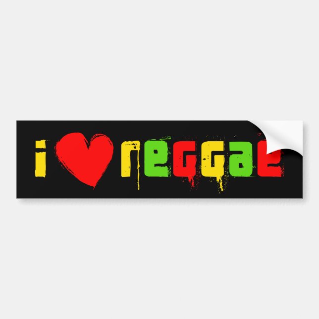 I Love Reggae Bumper Sticker (Front)