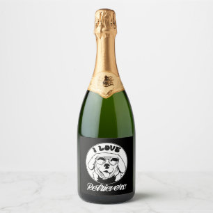 I Love Retrievers Pet Dog Retriever Sayings Sparkling Wine Label