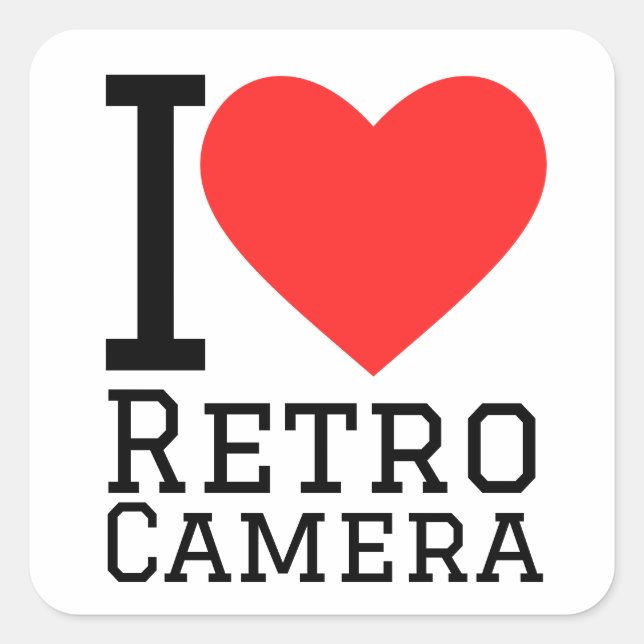 I love retro camera square sticker (Front)