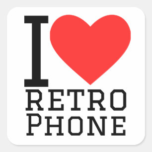 I love retro phone square sticker