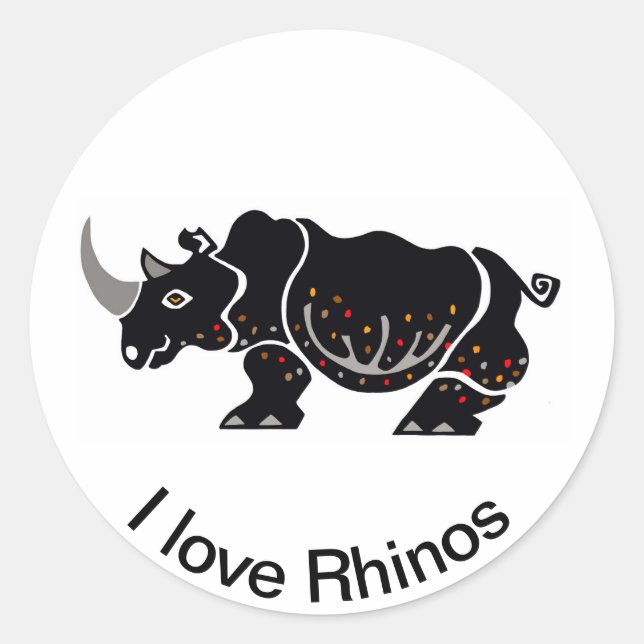 I love RHINOS - African wildlife - nature -  Classic Round Sticker (Front)