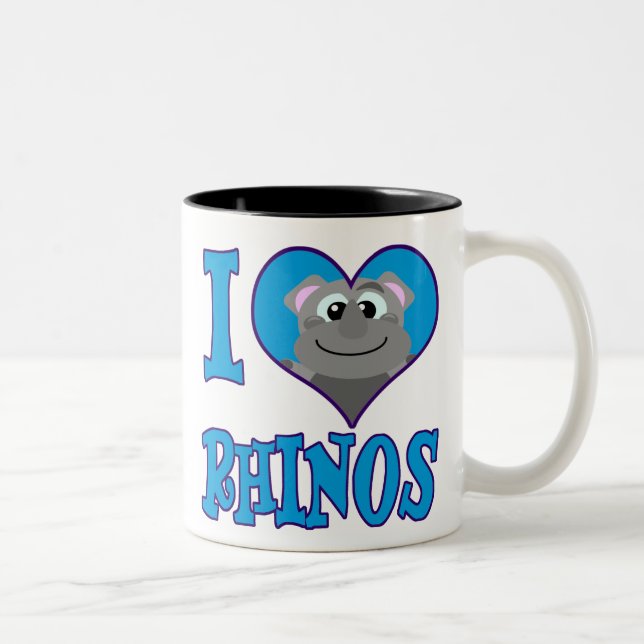 I Love rhinos Two-Tone Coffee Mug (Right)